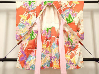 平和屋着物[]七五三　女の子　３歳　祝着　三つ身　鳳凰花文　金彩　逸品　DABH5281ea