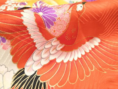 平和屋着物[]七五三　女の子　３歳　祝着　三つ身　鳳凰花文　金彩　逸品　DABH5281ea