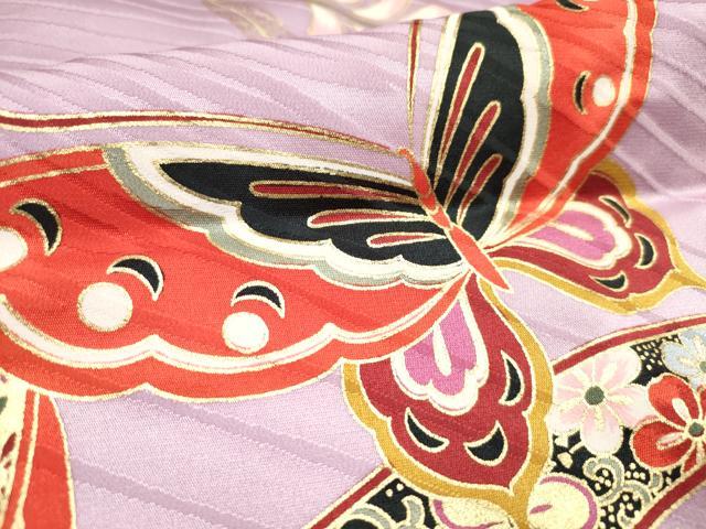 平和屋着物[]七五三　女の子　３歳　祝着　三つ身　枝垂れ柳　舞蝶花鞠文　暈し染め　金彩　逸品　DABH5282ea