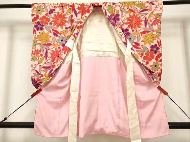平和屋着物[]七五三　女の子　３歳　祝着　三つ身　枝花文　銀彩　逸品　DABH5285ea