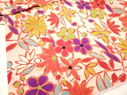 平和屋着物[]七五三　女の子　３歳　祝着　三つ身　枝花文　銀彩　逸品　DABH5285ea
