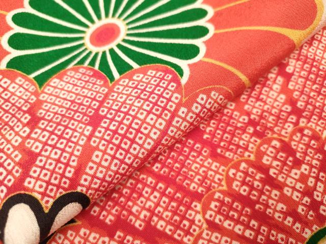 平和屋着物∵アンティーク　大正ロマン　女の子　十三参り　子供　舞花文　逸品　DABH5286ea