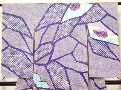 平和屋着物[]七五三　女の子　７歳　祝着　四つ身　駒刺繍　切嵌鹿の子菊文　DABH5287ea