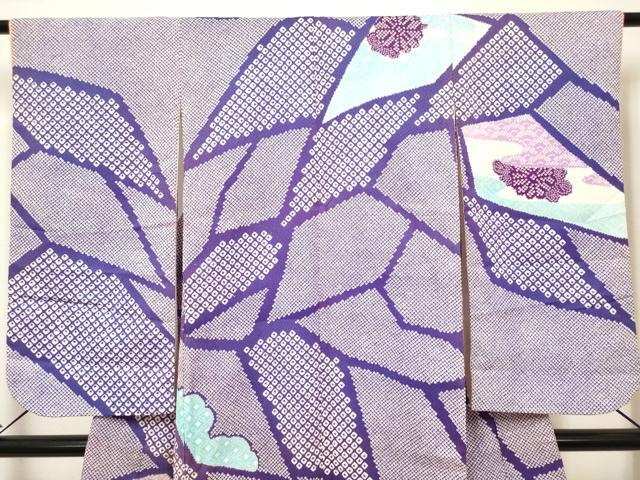 平和屋着物[]七五三　女の子　７歳　祝着　四つ身　駒刺繍　切嵌鹿の子菊文　DABH5287ea
