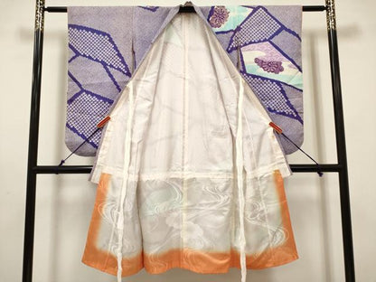 平和屋着物[]七五三　女の子　７歳　祝着　四つ身　駒刺繍　切嵌鹿の子菊文　DABH5287ea
