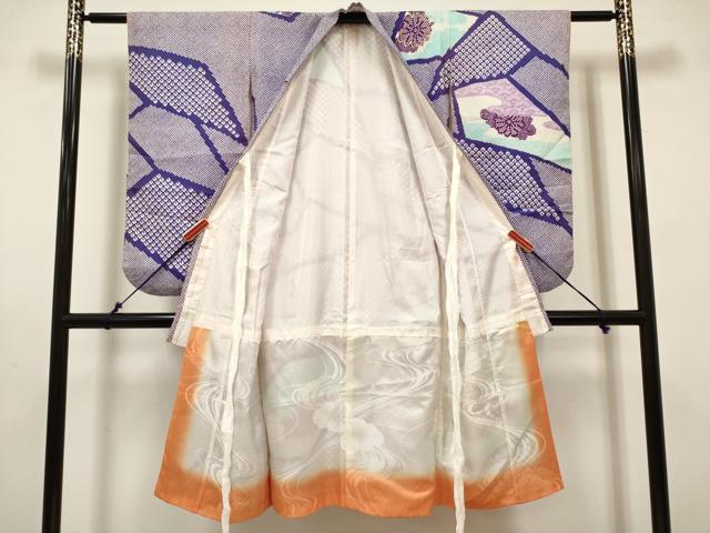 平和屋着物[]七五三　女の子　７歳　祝着　四つ身　駒刺繍　切嵌鹿の子菊文　DABH5287ea