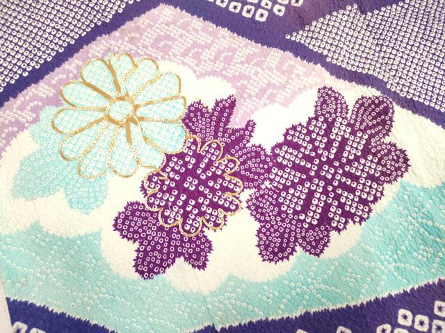平和屋着物[]七五三　女の子　７歳　祝着　四つ身　駒刺繍　切嵌鹿の子菊文　DABH5287ea