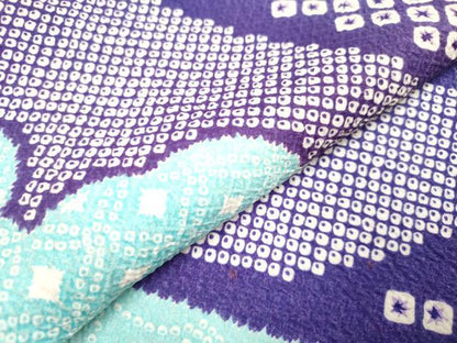 平和屋着物[]七五三　女の子　７歳　祝着　四つ身　駒刺繍　切嵌鹿の子菊文　DABH5287ea