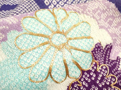 平和屋着物[]七五三　女の子　７歳　祝着　四つ身　駒刺繍　切嵌鹿の子菊文　DABH5287ea