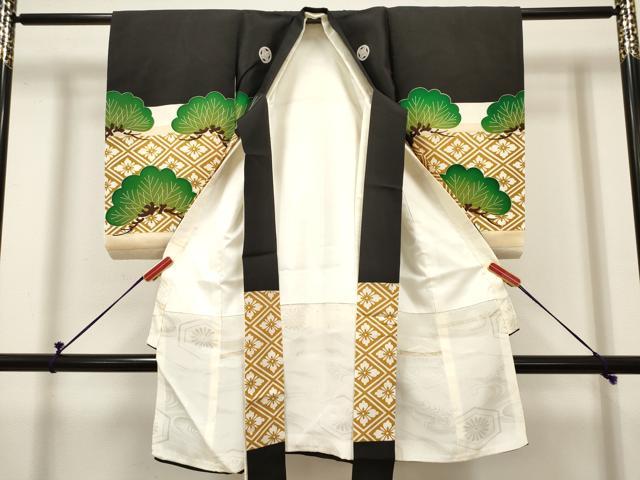 平和屋着物[]お宮参り　男の子　祝着　産着　初着　のしめ　刺繍　鷹　鷲　龍　笠松　金彩　逸品　DABH5292ea