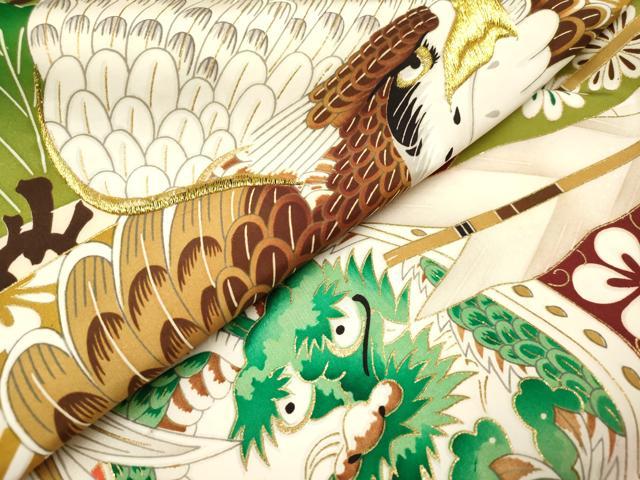 平和屋着物[]お宮参り　男の子　祝着　産着　初着　のしめ　刺繍　鷹　鷲　龍　笠松　金彩　逸品　DABH5292ea