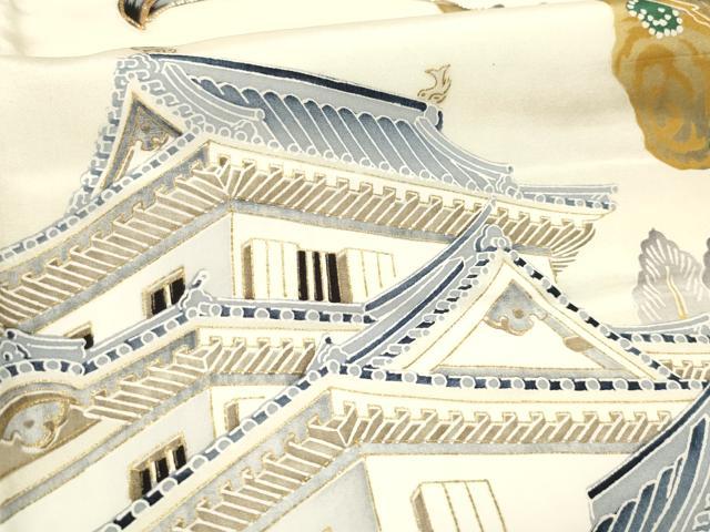 平和屋着物[]お宮参り　男の子　祝着　産着　初着　のしめ　駒刺繍　鷹　鷲　風景笠松文　金彩　逸品　DABH5293ea