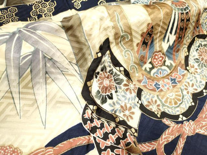 平和屋着物[]お宮参り　男の子　祝着　産着　初着　のしめ　鷹　鷲　兜　笹竹器物文　金彩　逸品　DABH5294ea