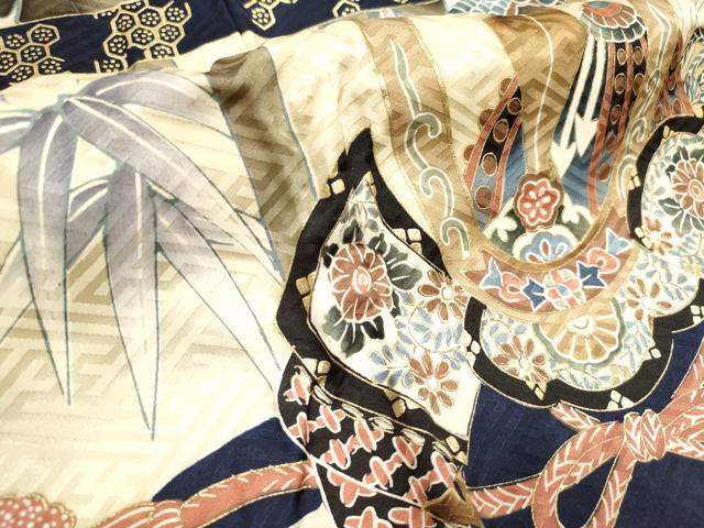 平和屋着物[]お宮参り　男の子　祝着　産着　初着　のしめ　鷹　鷲　兜　笹竹器物文　金彩　逸品　DABH5294ea