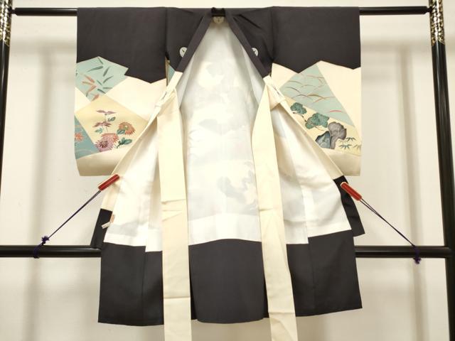 平和屋着物[]お宮参り　男の子　祝着　産着　初着　のしめ　駒刺繍　切嵌休み鳥花松文　金彩　ますいわ屋扱い　逸品　DABH5295ea