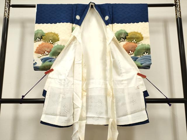 平和屋着物[]お宮参り　男の子　祝着　産着　初着　のしめ　鷹　鷲　立波松文　金彩　逸品　DABH5297ea