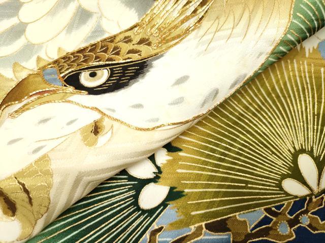 平和屋着物[]お宮参り　男の子　祝着　産着　初着　のしめ　鷹　鷲　立波松文　金彩　逸品　DABH5297ea