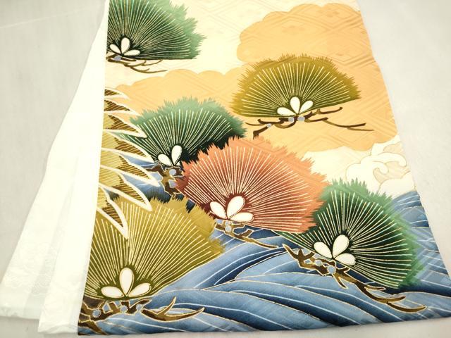 平和屋着物[]お宮参り　男の子　祝着　産着　初着　のしめ　鷹　鷲　立波松文　金彩　逸品　DABH5297ea