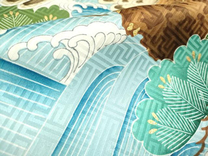 平和屋着物[]お宮参り　男の子　祝着　産着　初着　のしめ　駒刺繍　鷹　鷲　立波鼓絵巻笠松文　金彩　逸品　DABH5299ea