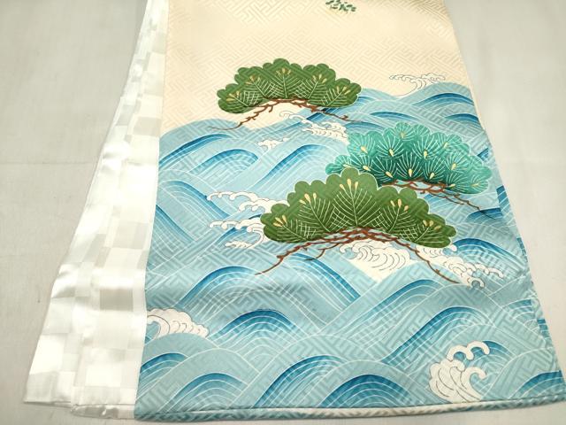 平和屋着物[]お宮参り　男の子　祝着　産着　初着　のしめ　駒刺繍　鷹　鷲　立波鼓絵巻笠松文　金彩　逸品　DABH5299ea