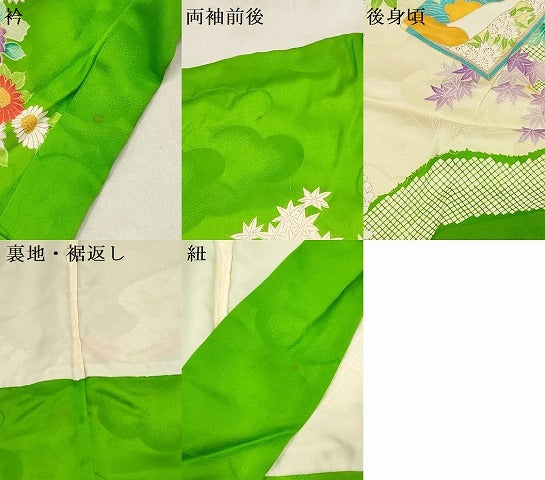 平和屋着物[]お宮参り　女の子　祝着　産着　初着　のしめ　駒刺繍　冊子花文　金彩　逸品　DABH5302ea