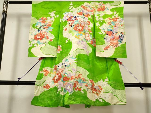 平和屋着物[]お宮参り　女の子　祝着　産着　初着　のしめ　駒刺繍　冊子花文　金彩　逸品　DABH5302ea