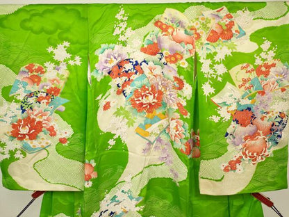 平和屋着物[]お宮参り　女の子　祝着　産着　初着　のしめ　駒刺繍　冊子花文　金彩　逸品　DABH5302ea