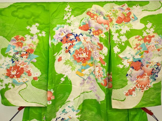 平和屋着物[]お宮参り　女の子　祝着　産着　初着　のしめ　駒刺繍　冊子花文　金彩　逸品　DABH5302ea