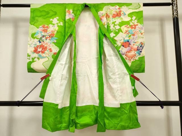 平和屋着物[]お宮参り　女の子　祝着　産着　初着　のしめ　駒刺繍　冊子花文　金彩　逸品　DABH5302ea
