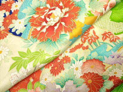 平和屋着物[]お宮参り　女の子　祝着　産着　初着　のしめ　駒刺繍　冊子花文　金彩　逸品　DABH5302ea