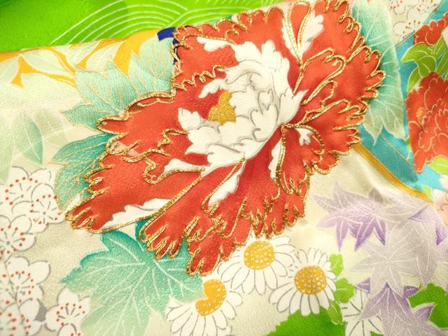 平和屋着物[]お宮参り　女の子　祝着　産着　初着　のしめ　駒刺繍　冊子花文　金彩　逸品　DABH5302ea