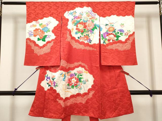 平和屋着物[]お宮参り　女の子　祝着　産着　初着　のしめ　絞り　飾花文　金彩　逸品　DABH5303ea
