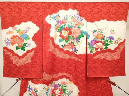 平和屋着物[]お宮参り　女の子　祝着　産着　初着　のしめ　絞り　飾花文　金彩　逸品　DABH5303ea