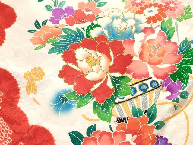 平和屋着物[]お宮参り　女の子　祝着　産着　初着　のしめ　絞り　飾花文　金彩　逸品　DABH5303ea