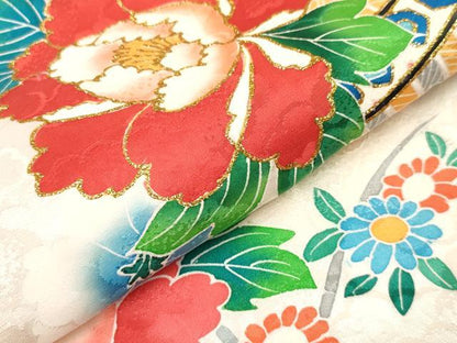 平和屋着物[]お宮参り　女の子　祝着　産着　初着　のしめ　絞り　飾花文　金彩　逸品　DABH5303ea