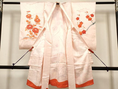 平和屋着物[]お宮参り　女の子　祝着　産着　初着　のしめ　駒刺繍　牡丹　菊　枝梅　逸品　DABH5304ea