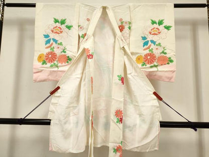 平和屋着物＊夏物　お宮参り　女の子　祝着　産着　初着　のしめ　絽　朱雀牡丹菊文　金彩　逸品　DABH5307ea