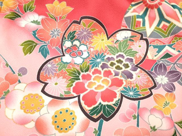 平和屋着物[]お宮参り　女の子　祝着　産着　初着　のしめ　鞠舞桜文　枝梅　暈し染め　金銀彩　未使用　DABH5308ea