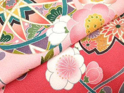 平和屋着物[]お宮参り　女の子　祝着　産着　初着　のしめ　鞠舞桜文　枝梅　暈し染め　金銀彩　未使用　DABH5308ea