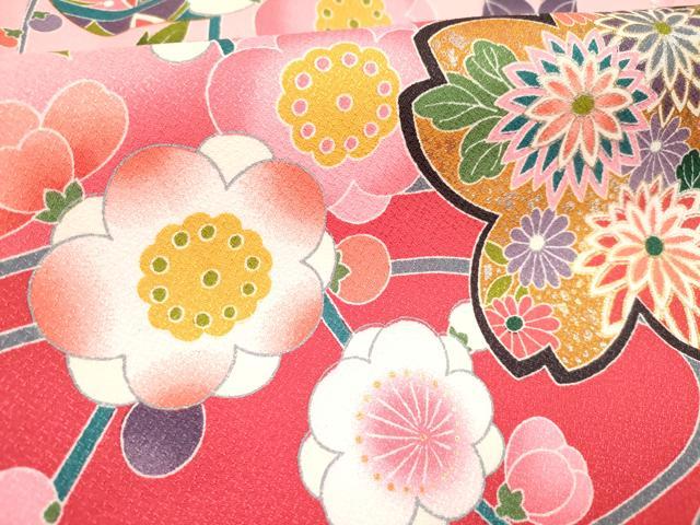 平和屋着物[]お宮参り　女の子　祝着　産着　初着　のしめ　鞠舞桜文　枝梅　暈し染め　金銀彩　未使用　DABH5308ea