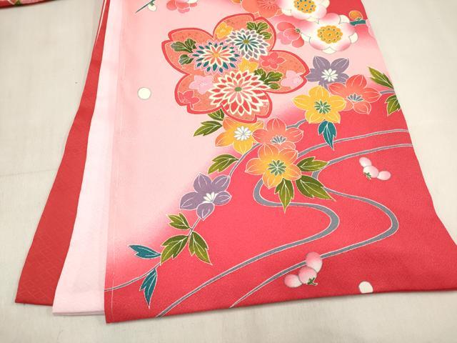 平和屋着物[]お宮参り　女の子　祝着　産着　初着　のしめ　鞠舞桜文　枝梅　暈し染め　金銀彩　未使用　DABH5308ea