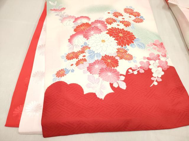 平和屋着物[]お宮参り　女の子　祝着　産着　初着　のしめ　扇面花鞠文　暈し染め　金彩　逸品　DABH5309ea