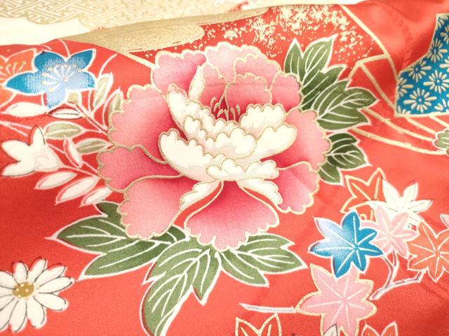 平和屋着物[]お宮参り　女の子　祝着　産着　初着　のしめ　御殿鞠　扇面鈴花文　暈し染め　金彩　逸品　DABH5310ea