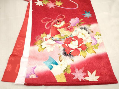 平和屋着物[]お宮参り　女の子　祝着　産着　初着　のしめ　束ね熨斗鈴花文　暈し染め　金彩　逸品　DABH5311ea