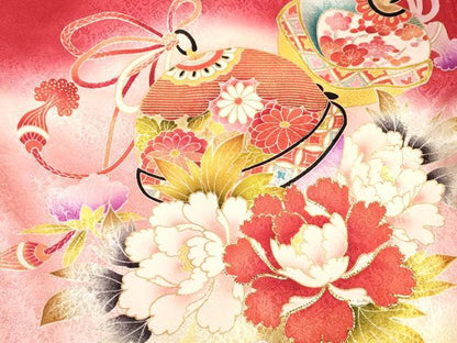 平和屋着物[]お宮参り　女の子　祝着　産着　初着　のしめ　束ね熨斗鈴花文　暈し染め　金彩　逸品　DABH5311ea