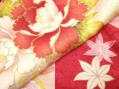 平和屋着物[]お宮参り　女の子　祝着　産着　初着　のしめ　束ね熨斗鈴花文　暈し染め　金彩　逸品　DABH5311ea