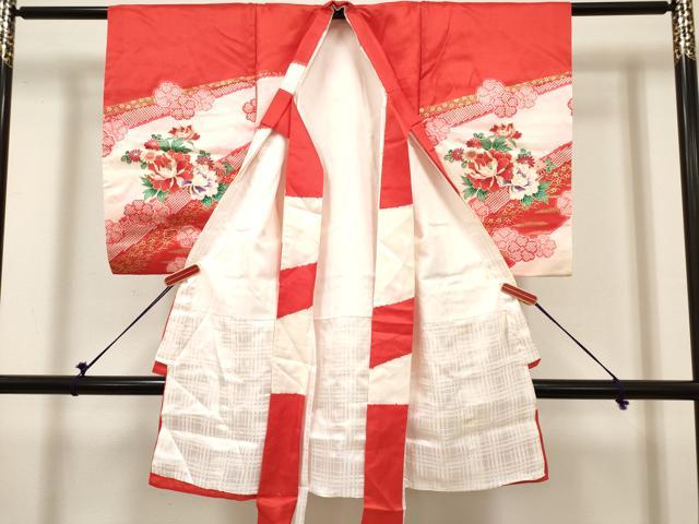 平和屋着物[]お宮参り　女の子　祝着　産着　初着　のしめ　駒刺繍　花車文　暈し染め　金彩　逸品　DABH5312ea