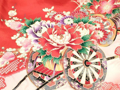 平和屋着物[]お宮参り　女の子　祝着　産着　初着　のしめ　駒刺繍　花車文　暈し染め　金彩　逸品　DABH5312ea
