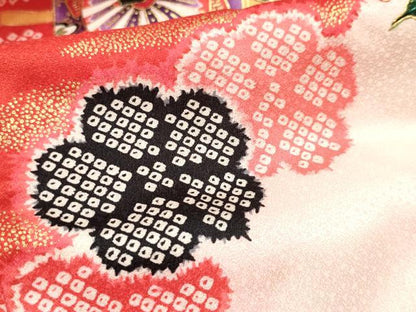 平和屋着物[]お宮参り　女の子　祝着　産着　初着　のしめ　駒刺繍　花車文　暈し染め　金彩　逸品　DABH5312ea