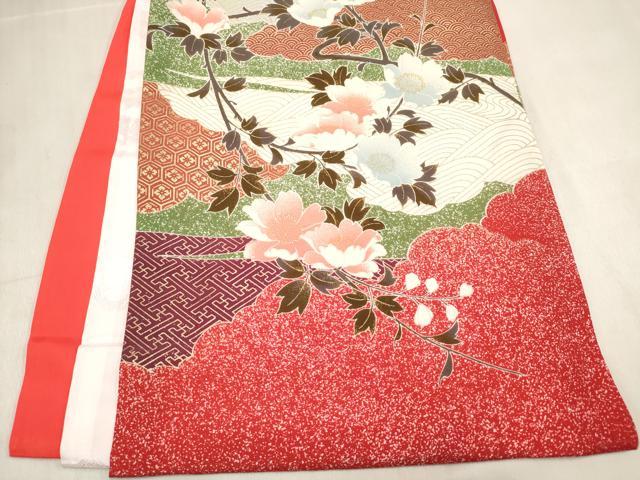 平和屋着物[]お宮参り　女の子　祝着　産着　初着　のしめ　駒刺繍　飛鶴雲取り吉祥文　枝垂れ桜　金彩　逸品　DABH5313ea